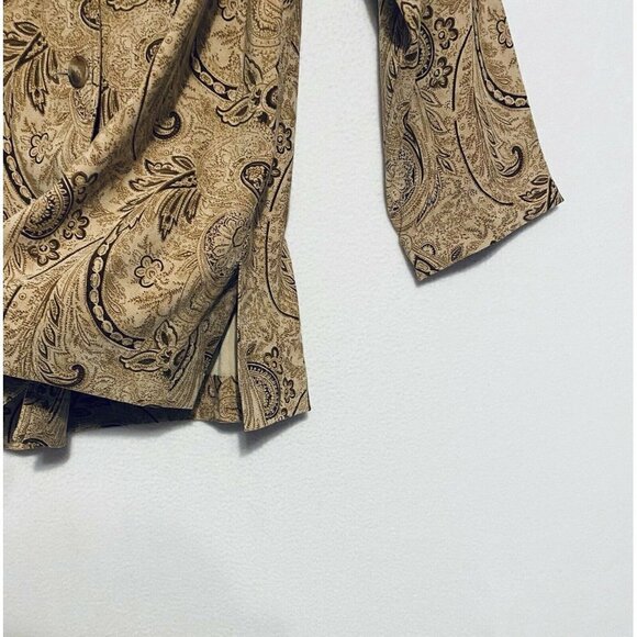 Pendleton Top Womens Medium Brown Paisley Print 3/4 Sleeve Shacket Boho 90s - Picture 3 of 7
